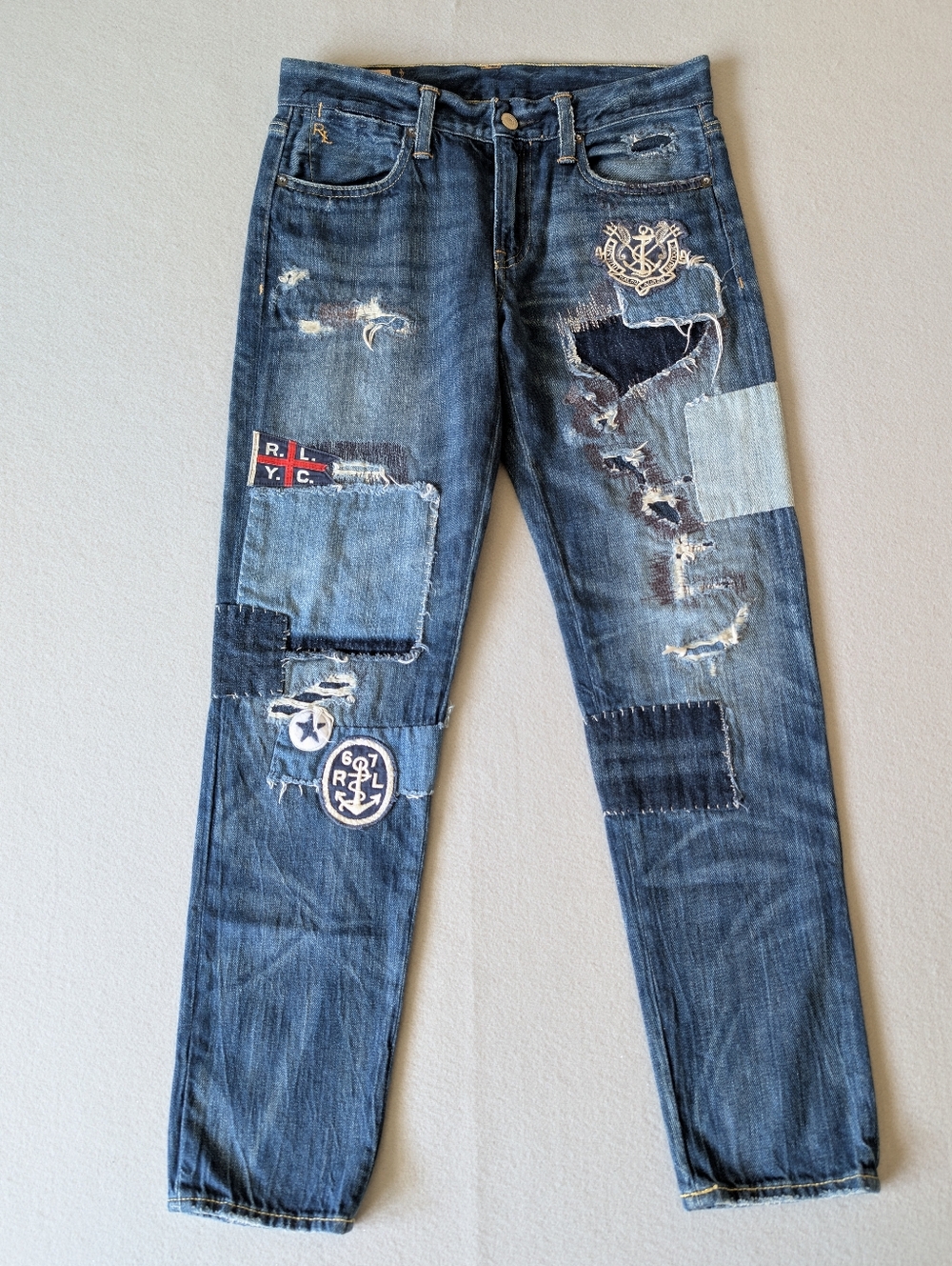 Polo Ralph Lauren Patchwork Rowing Women's Astor Slim Boyfriend Cotton Jeans 25"